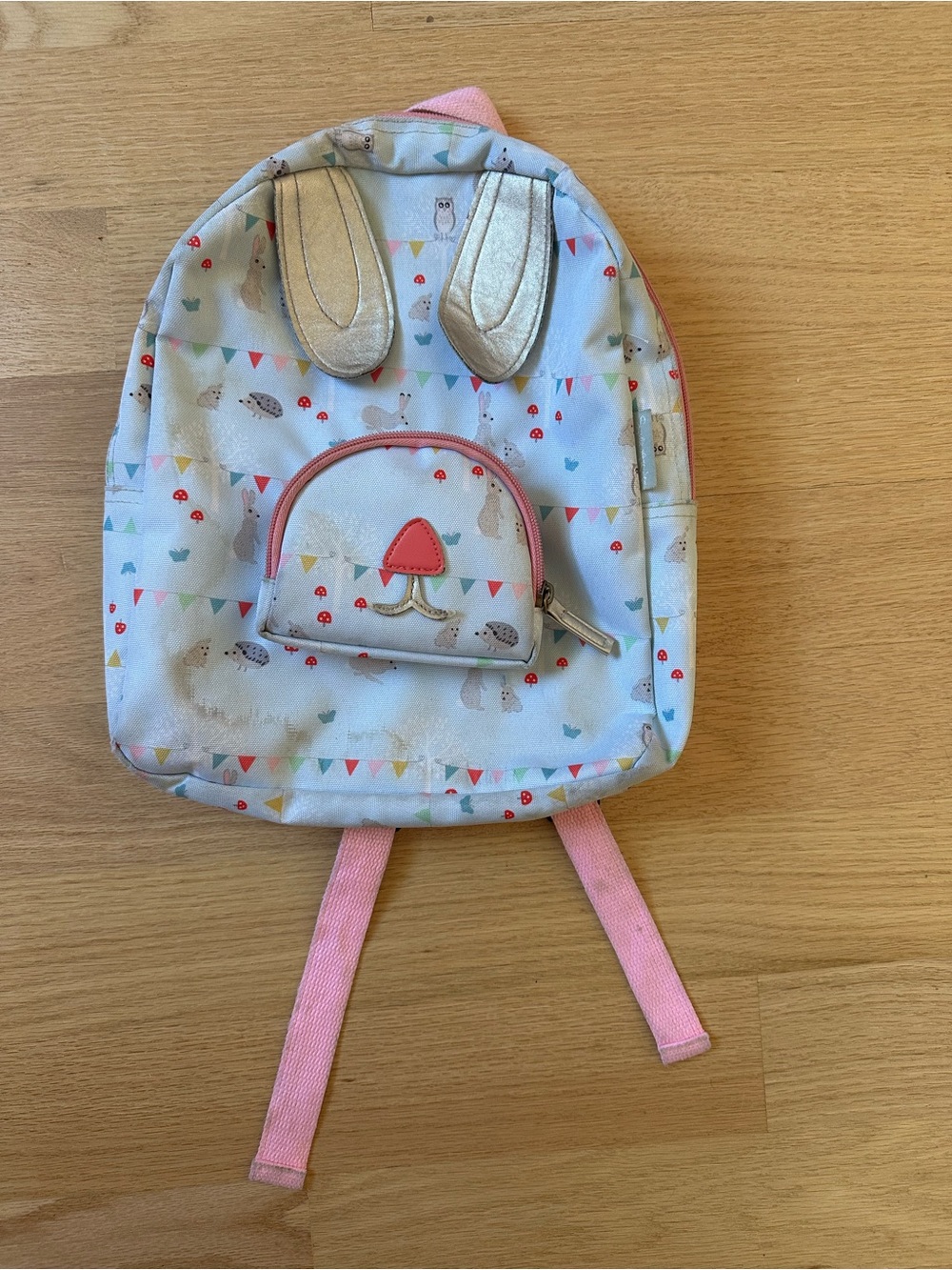Kids Bunny Print Mini Backpack - Pink & White